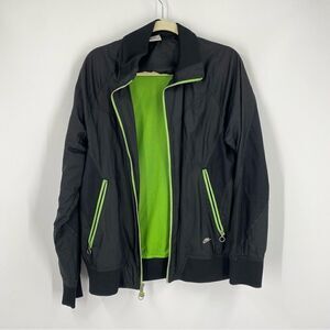 Nike Men’s Zipper Closing Windbreaker Black Bomber Lightweight Jacket size M